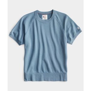 Todd Snyder Short-Sleeve Crewneck Sweatshirt in Dusty Blue